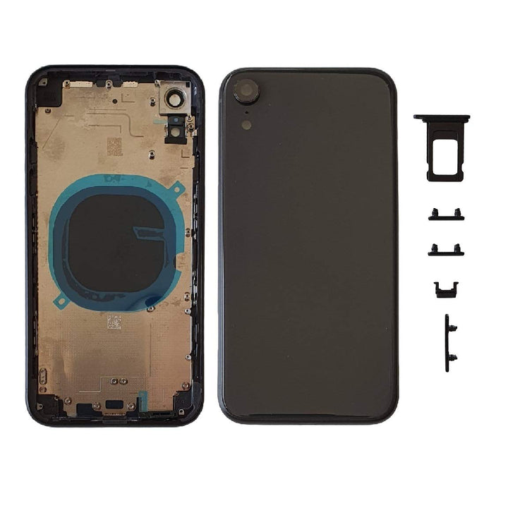Smartex® Backcover aus Glas + Rahmen kompatibel mit iPhone XR | Rückseite Cover + Frame (Schwarz) XR
