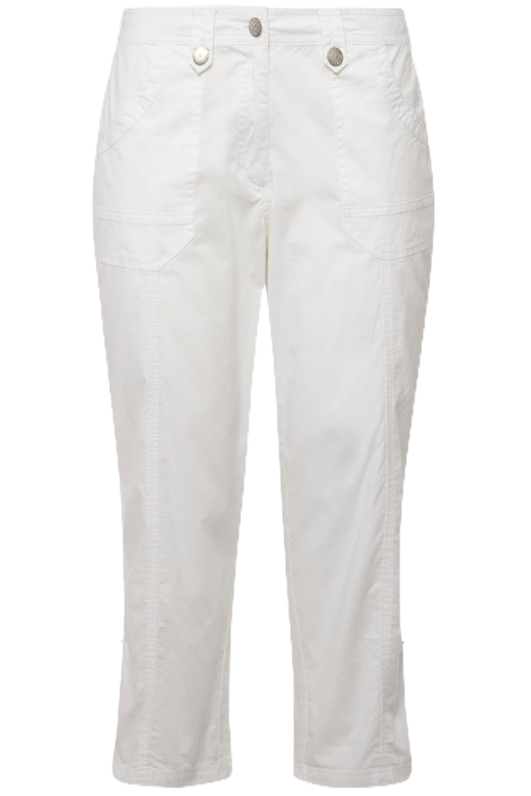 Ulla Popken Damen grosse Grössen Cargohose mit Krempelbein Hose, 32W / 32L Schneeweiß