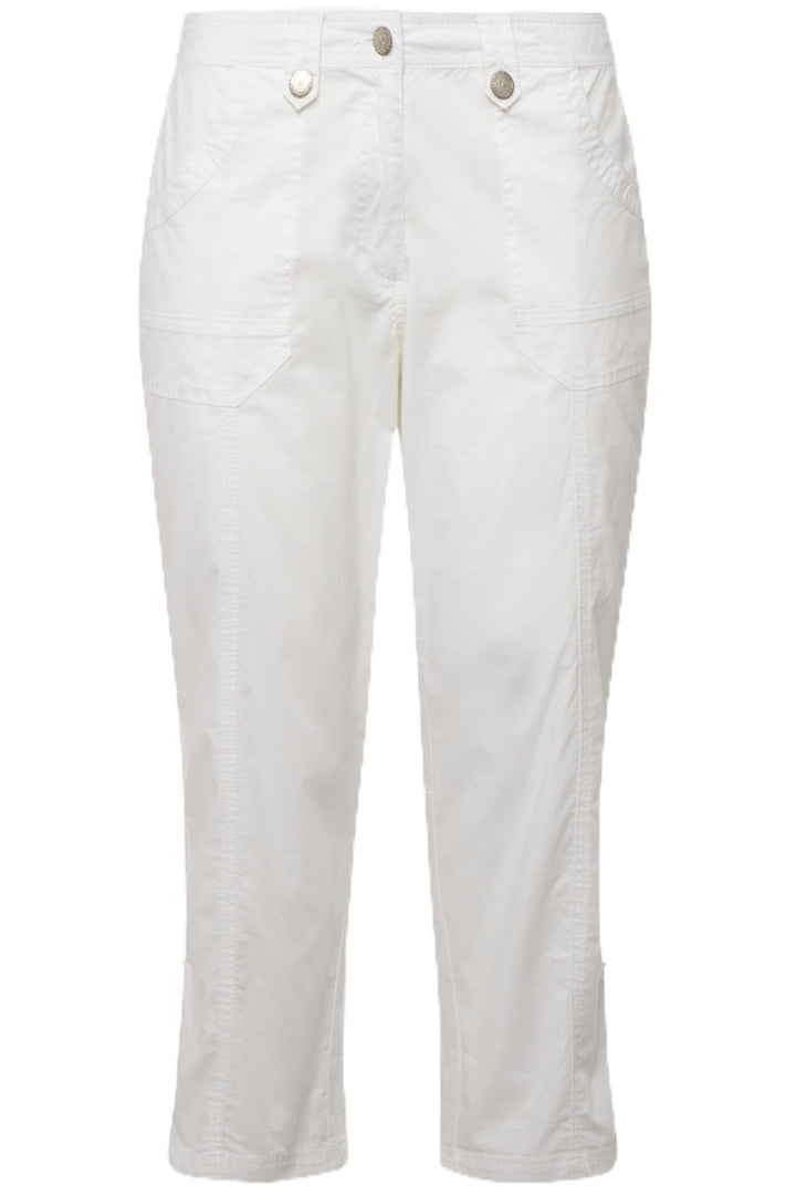 Ulla Popken Damen grosse Grössen Cargohose mit Krempelbein Hose, 32W / 32L Schneeweiß
