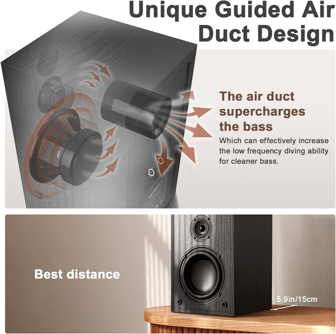 GEYGUY Passive Regal-Lautsprecher Paar,160 Watt RMS,3-Wege-Heim-Stereo-Lautsprecher,5.25" Woofer,2.0