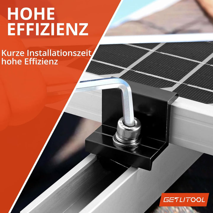 GETLITOOL Solarmodul Halterung 30mm Endklemme Kit, 10x Solarpanel Z Halterung Randklemme für Photovo
