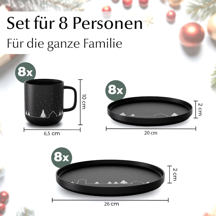 MIAMIO - Geschirrset/Tafelservice, Weihnachtsgeschirr (24-Teilig) - Vinter, 24-teilig