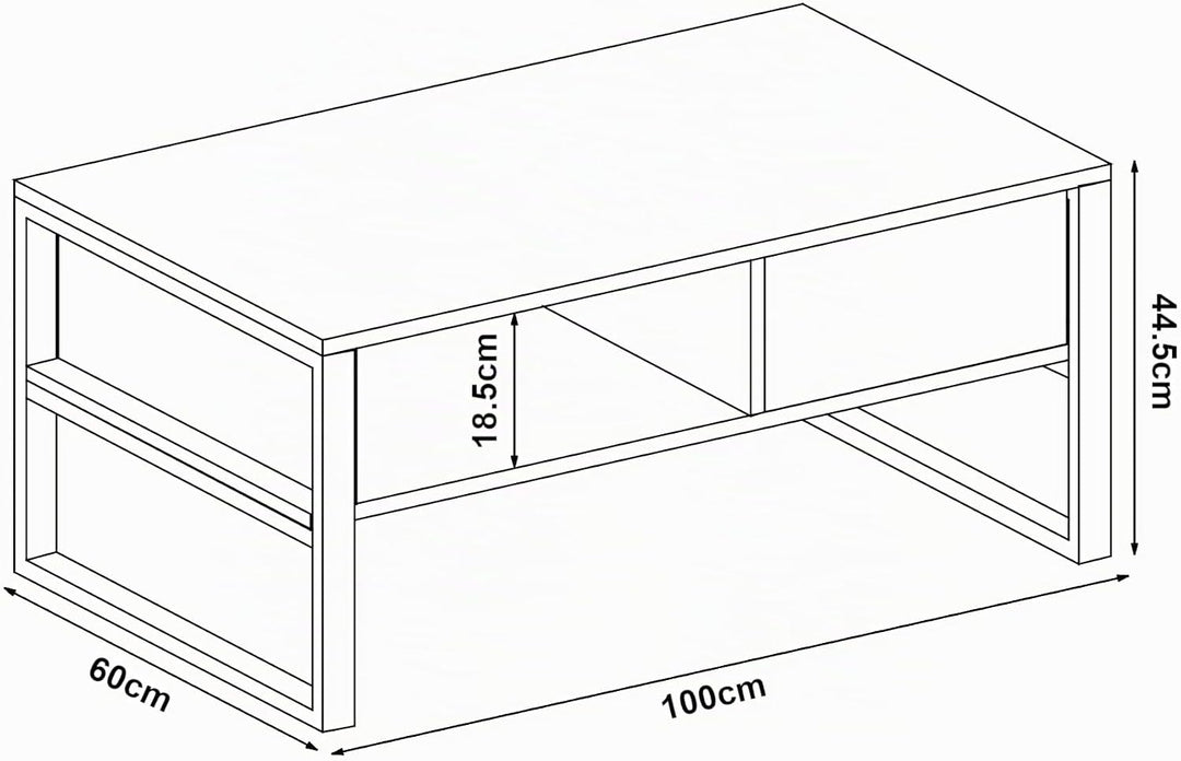 [en.casa] Couchtisch Laukaa Wohnzimmertisch Tischplatte rechteckig Beistelltisch 100 x 60 x 45 cm So