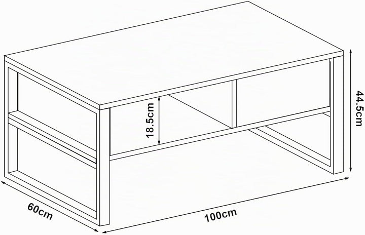 [en.casa] Couchtisch Laukaa Wohnzimmertisch Tischplatte rechteckig Beistelltisch 100 x 60 x 45 cm So