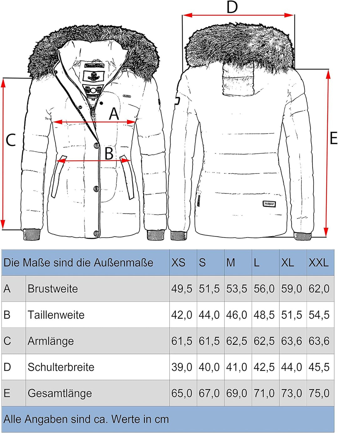 MARIKOO Damen warme Winter Steppjacke mit Kapuze Unique XS-XXL XS Dark Choco, XS Dark Choco