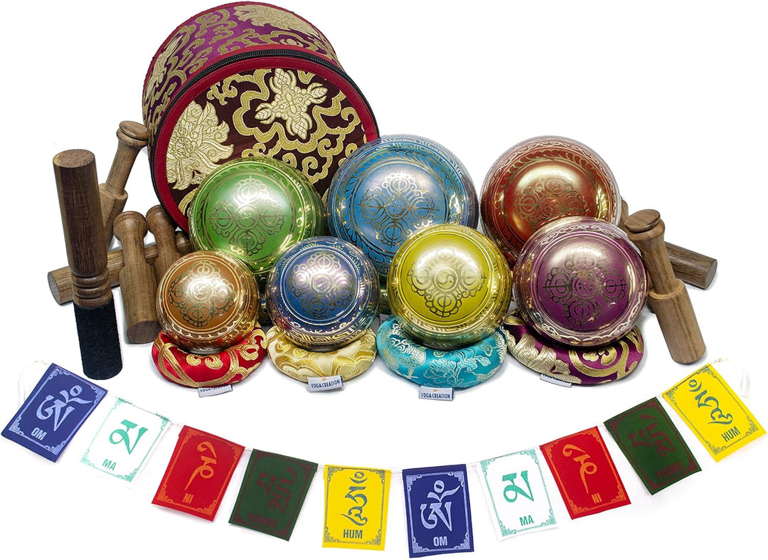ESK Chakra Heilende Tibetische Klangschalen-Set 7 Stück für Meditation - Himalaya-Klangschalen ESK 1