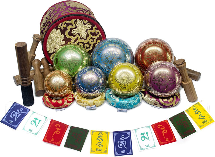 ESK Chakra Heilende Tibetische Klangschalen-Set 7 Stück für Meditation - Himalaya-Klangschalen ESK 1