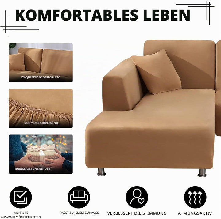 Sofabezug Ecksofa L Form Sofa Überwürfe Stretch Sofabezug L Form Rechts oder Links mit Zwei Kissenbe