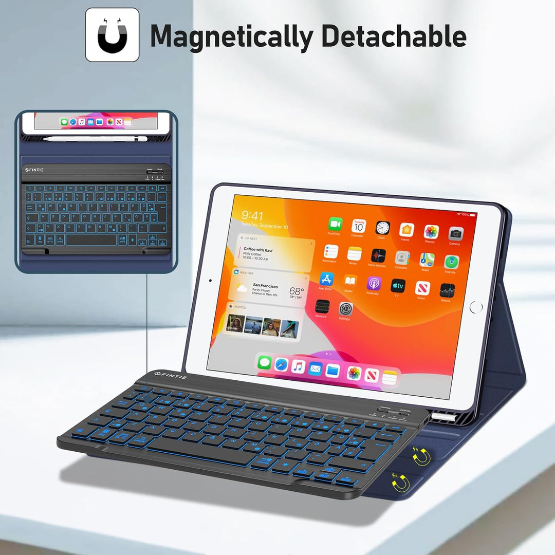Fintie Hülle mit Tastatur für iPad 9. / 8. / 7. Generation (10.2 Zoll, 2021/2020/2019), Beleuchtete