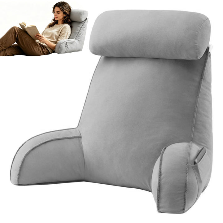 Lesekissen für Bett und Sofa mit Abnehmbarer Nackenrolle - Rückenkissen Bett - Reading Pillow aus Me