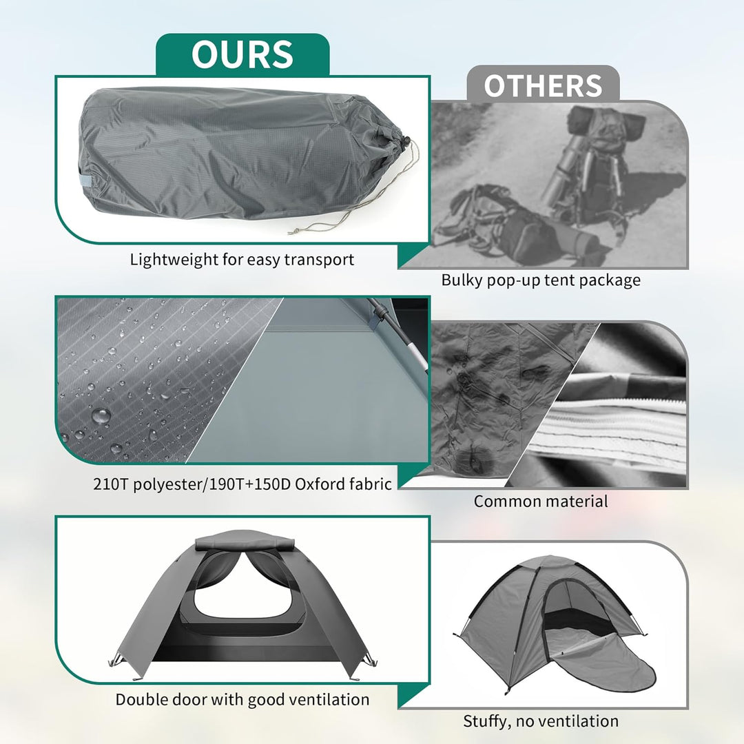 YITAHOME Campingzelt für 3-4 Personen, Wasserdichtes Leichtes Aluminium Stangen Rucksack Zelt Doppel