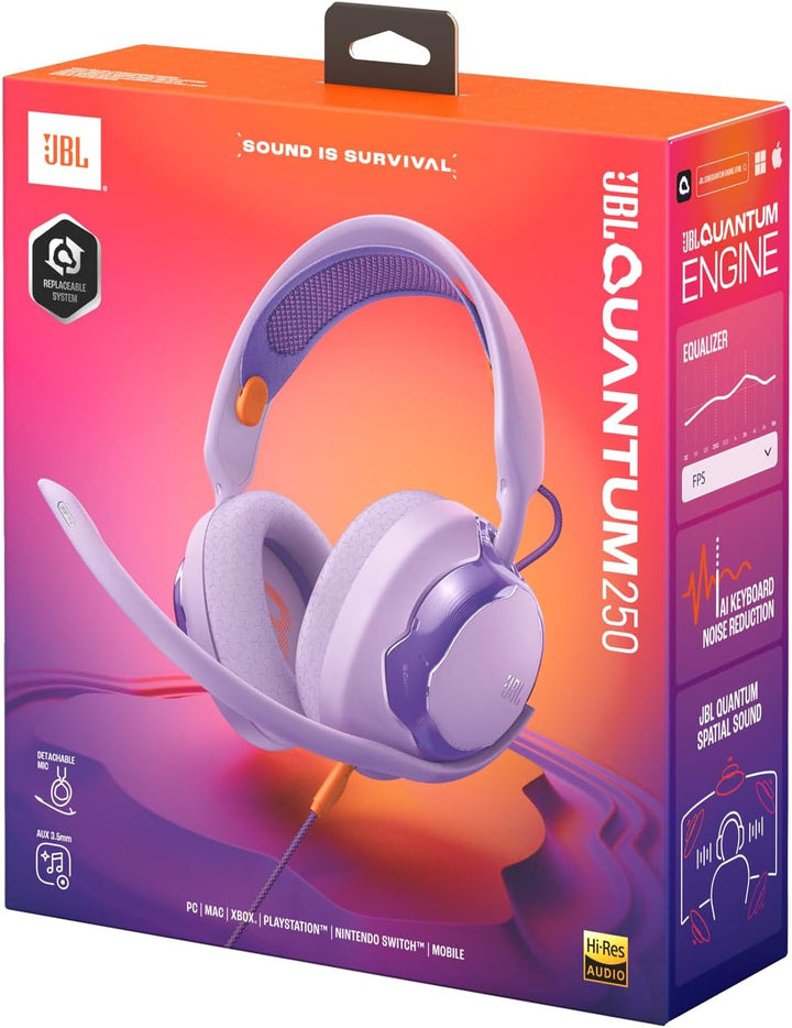 JBL Quantum 250 Kabelgebundene Over-Ear-Gaming-Kopfhörer, JBL Quantum Spatial Sound, Mikrofon mit Ge