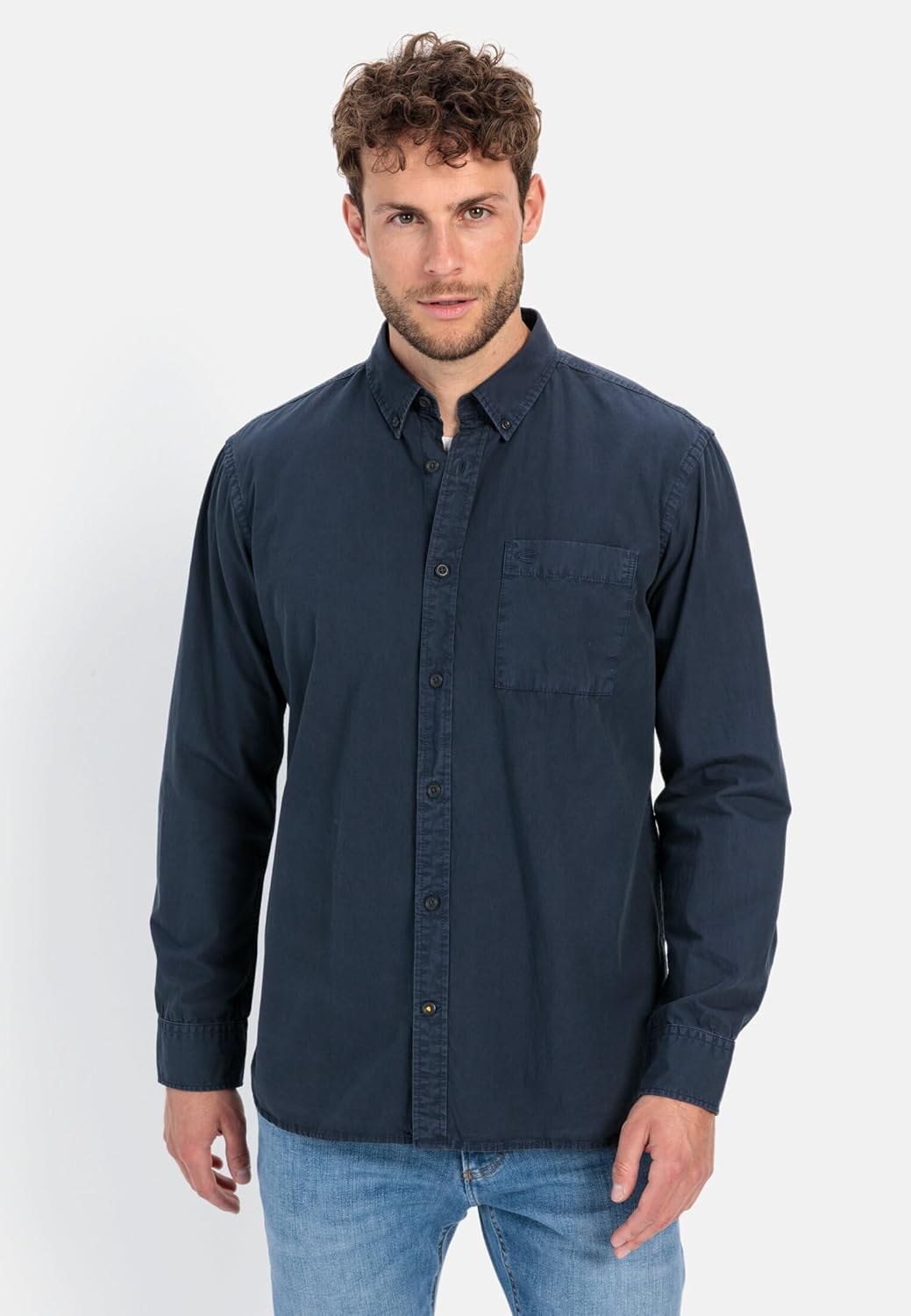 camel active Herren Langarmhemd aus Baumwolle S Dunkelblau, S Dunkelblau