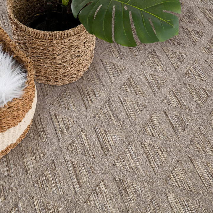 carpet city In-& Outdoor Teppich - Rund 160 cm - für Innen-& Aussenbereich - Wetterfest Balkon-Teppi
