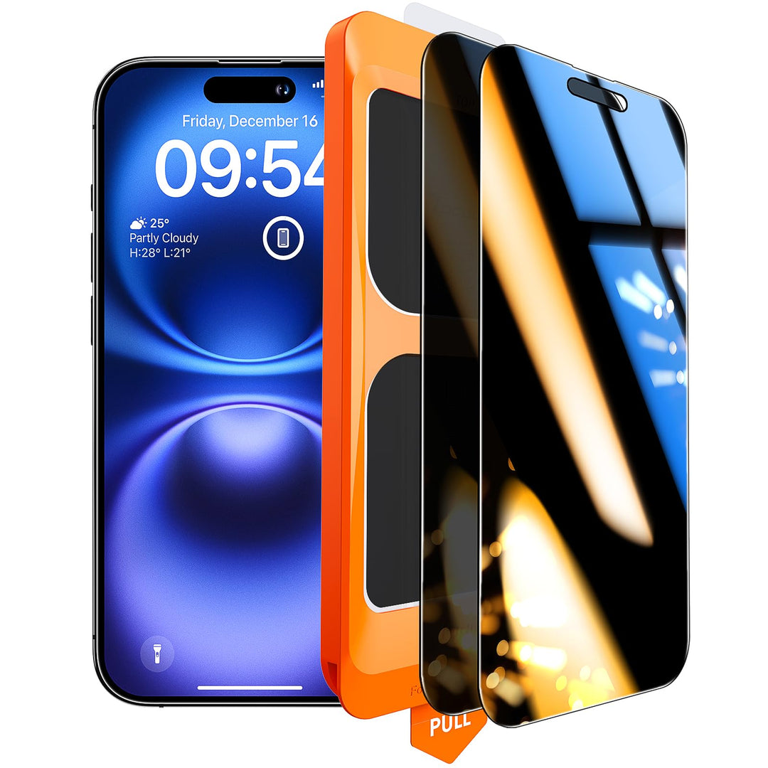 TOCOL für iPhone 16 für Panzerglas Sichtschutz, Stossfest Full Screen Auto-Installation 0 Blasen 9H