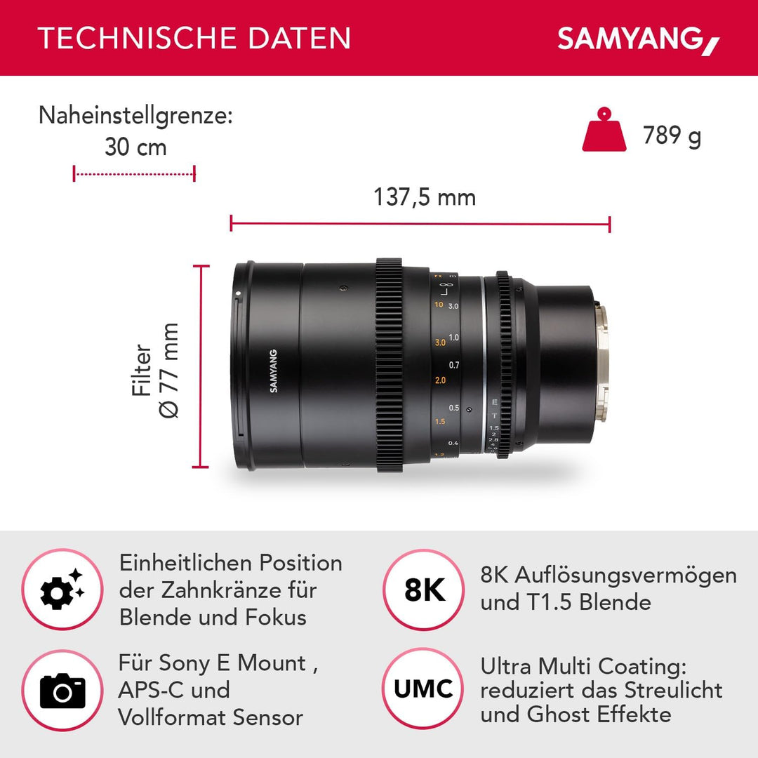 Samyang Weitwinkel Cine- und Video Objektiv MF 35mm T1,5 VDSLR MK2 – lichtstark T1,5 kompatibel mit