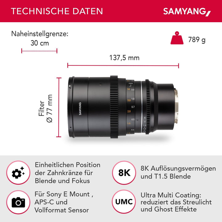 Samyang Weitwinkel Cine- und Video Objektiv MF 35mm T1,5 VDSLR MK2 – lichtstark T1,5 kompatibel mit