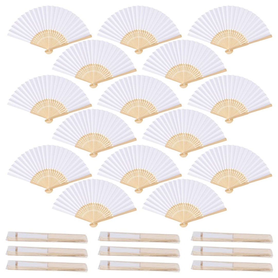 iZoeL 24 STK Handfächer Hochzeit Fächer Weiss Hochzeitsfächer Hochzeit Faltsfächer Gäste Geschenk Ba