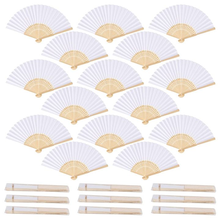 iZoeL 24 STK Handfächer Hochzeit Fächer Weiss Hochzeitsfächer Hochzeit Faltsfächer Gäste Geschenk Ba