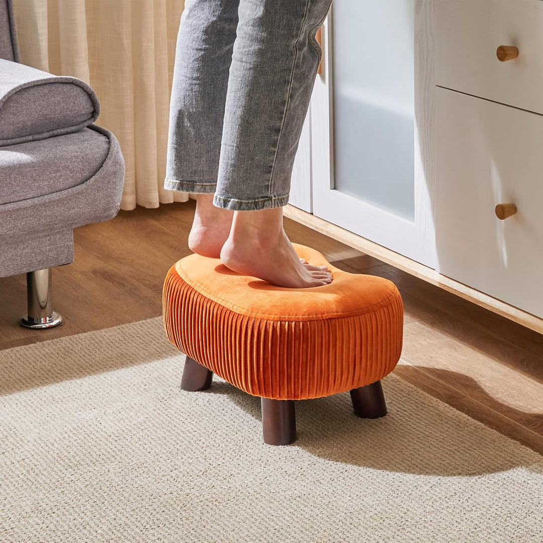 YMYNY Fusshocker, Sitzbank mit Griff, Gebogener Tritthocker mit weichem Sitzkissen, Gepolsterter Hoc