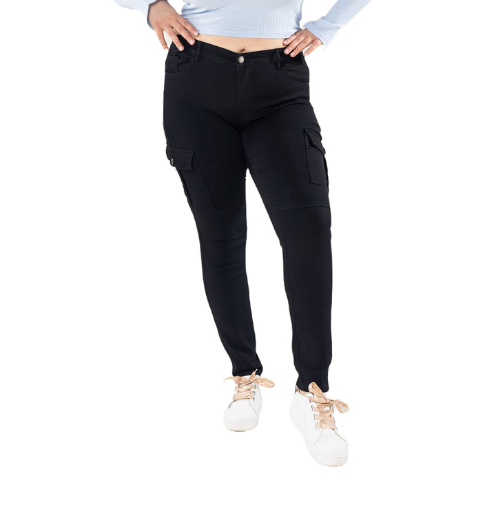 Nina Carter Damen Cargo Jeans grossen Grössen Stretchjeans Plus Size Jeanshosen Used-Look Denim Hose