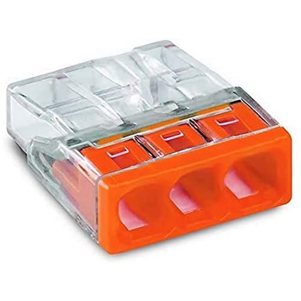 WAGO Klemme, 3-Leiter, Verbindungsdosenklemmen, 2273-203 (100 Stück), Orange, 3er Pack Orange 100 St
