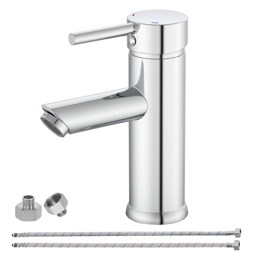 Wasserhahn Bad Chrom, Messing-Waschbecken Armaturen, Einhebelmischer Waschbecken für Bad, Gäste-WC,