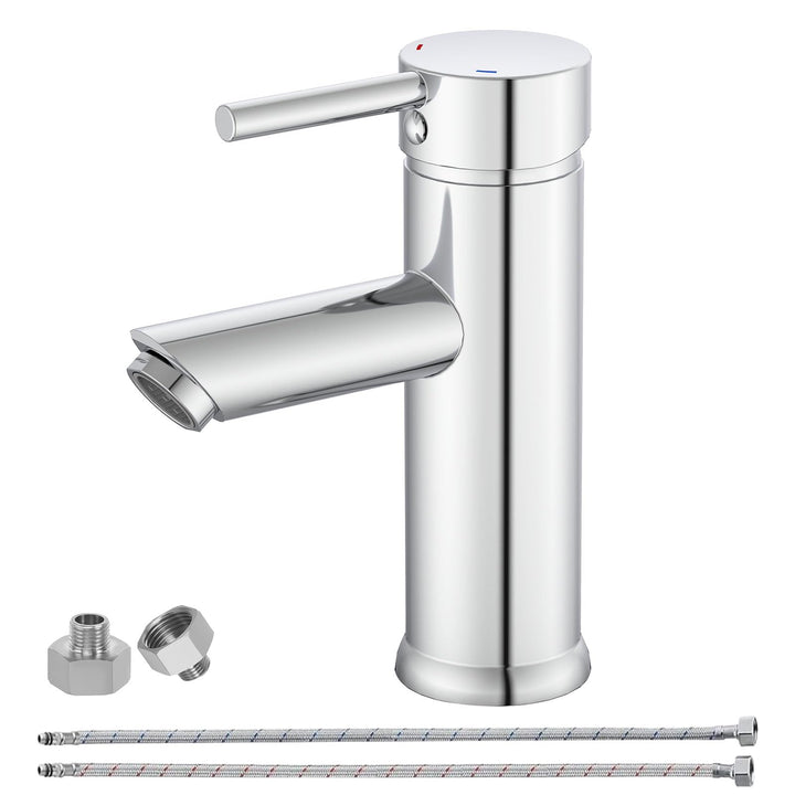 Wasserhahn Bad Chrom, Messing-Waschbecken Armaturen, Einhebelmischer Waschbecken für Bad, Gäste-WC,
