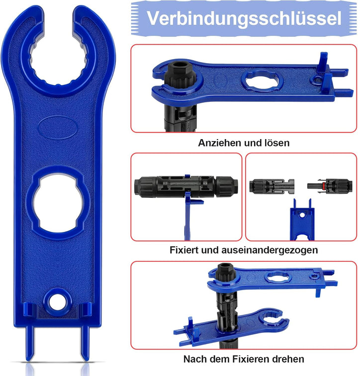 Solar Crimpzange Werkzeug Set für 2.5/4/6mm² PV Kabel,10 Paar Kabelstecker, 10 Paar Männlich/Weiblic