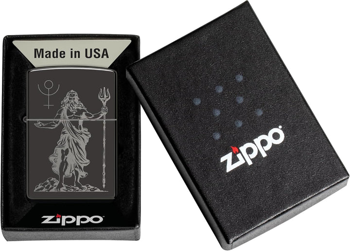 Zippo Sturmfeuerzeug - God Pluto, High Polish Black, Photo Image - Nachfüllbar - Wiederverwendbar -