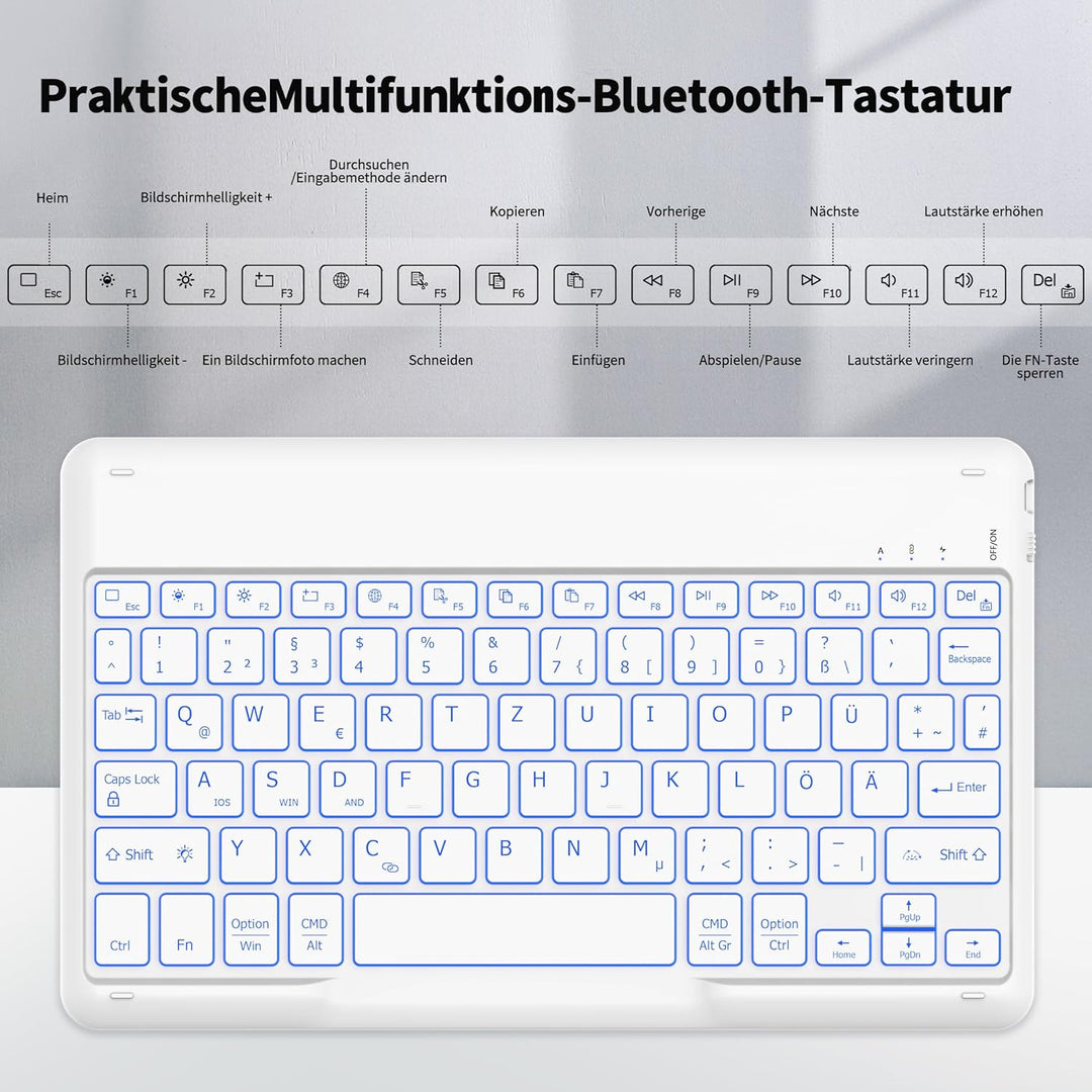 EasyAcc Bluetooth Tastatur, Tastatur kompatibel iPad Air/iPad Pro/iPad 10/10.2/9.7/Samsung/Android,