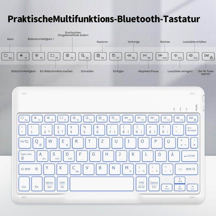 EasyAcc Bluetooth Tastatur, Tastatur kompatibel iPad Air/iPad Pro/iPad 10/10.2/9.7/Samsung/Android,