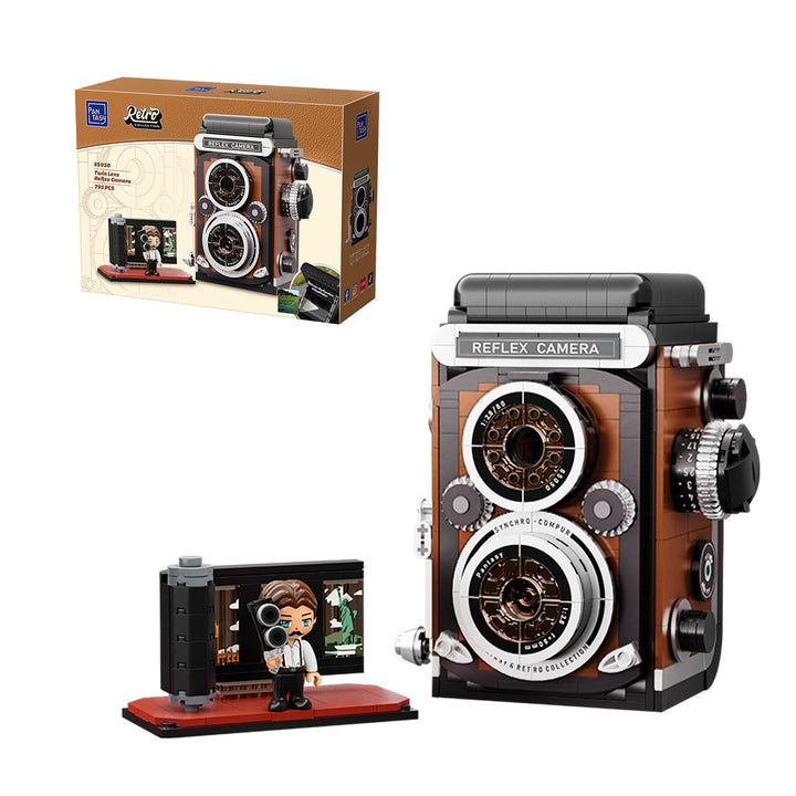 PANTASY Retro Kamera Klemmbaustein-Set für Erwachsene, Klassische Twin-Lens-Reflex Kamera Modell mit