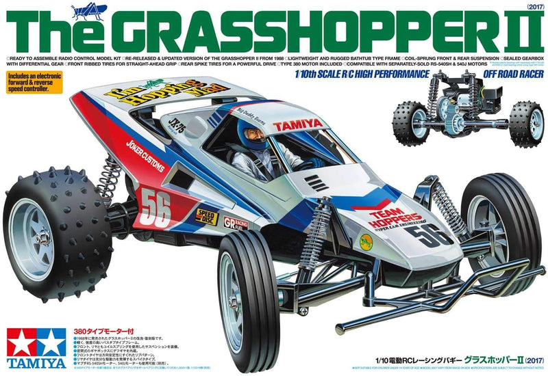 TAMIYA 58643" 1:10 RC The Grasshopper II 2017" Fahrzeug, Schwarz, Weiss, Rot, Blau