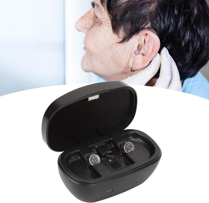 P13 Ladegerät für Hörgerätebatterien – Tragbares, wiederaufladbares Batterieset mit USB-Kabel und la