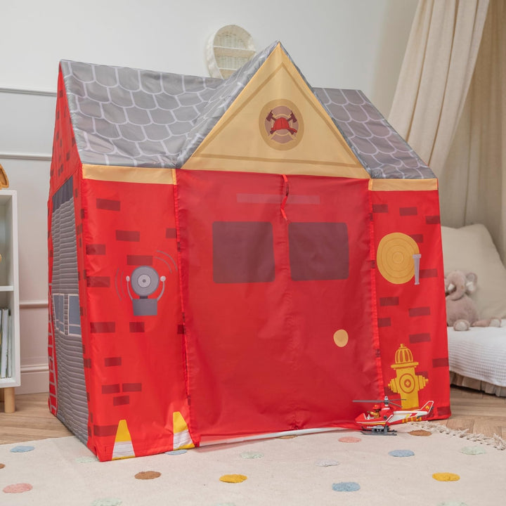 Selonis Spielhaus Spielzelt Feuerwehrhaus Faltbares Für Kinder Realistisches Design Langlebige Und S