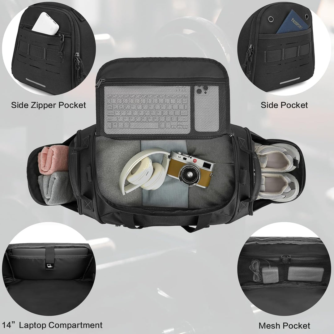 Taktische Sporttasche Herren 45L Reisetasche Mittelgross mit Schuhfach und Laptopfach Leicht Trainin