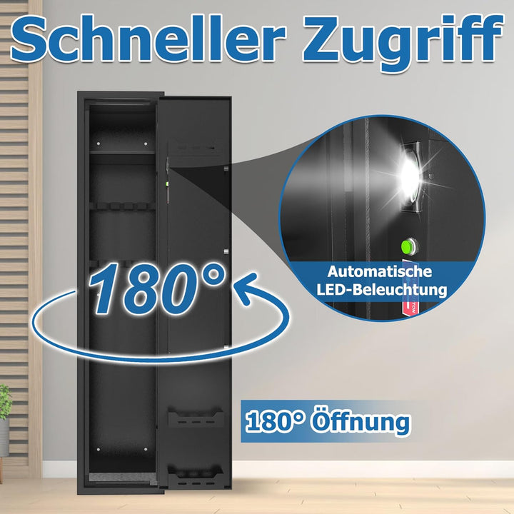 Sicherheitsschrank Tresor Schwarz – Stahlblech Safe mit Fingerabdruck & Smart-Funktion, Verstellbare