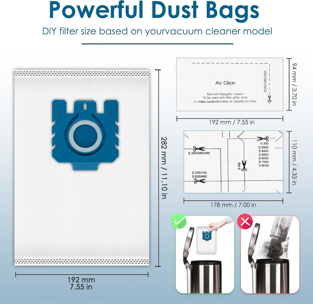 (24 Stück) Staubsaugerbeutel und Airclean-Filter kompatibel mit Miele GN Staubsauger, C1, C2, C3, S2