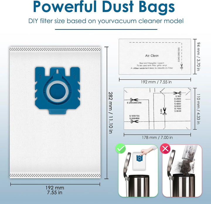 (24 Stück) Staubsaugerbeutel und Airclean-Filter kompatibel mit Miele GN Staubsauger, C1, C2, C3, S2