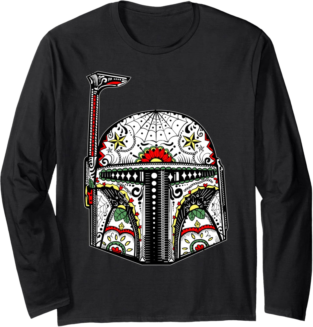 Star Wars Bobe Fett Henna Style Sugar Skull Makeover Langarmshirt