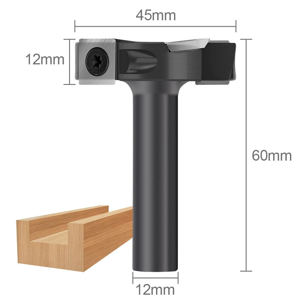 BALUGAEA Planfräser 12mm Schaft Durchmesser 45mm 4 Zähne Hobelfräser Abflachfräser Planfräser für Ob