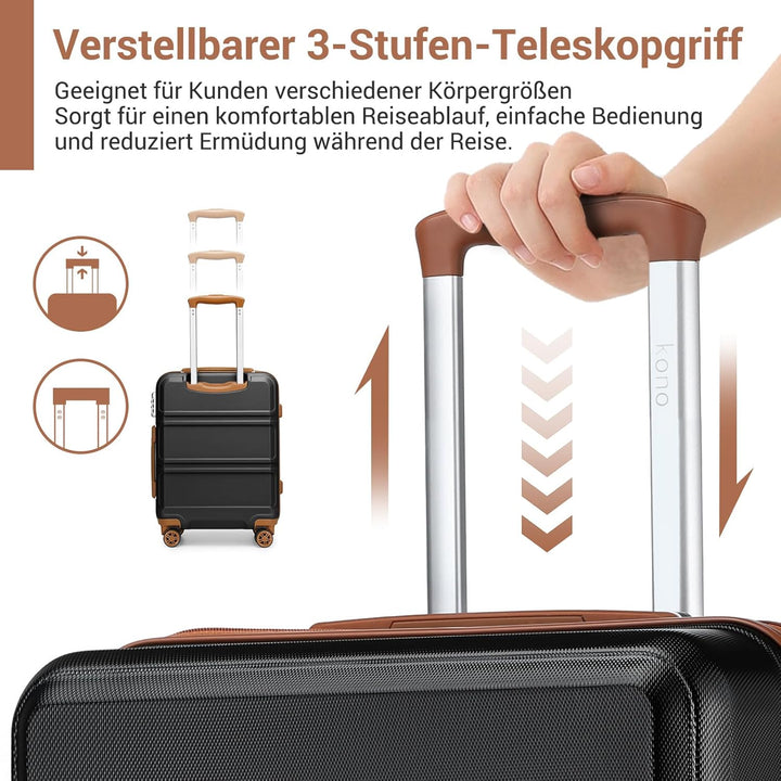 KONO Koffer Trolley Reisekoffer aus ABS+PC – Leichter Hartschalenkoffer mit 4 Zwillingsrollen und TS