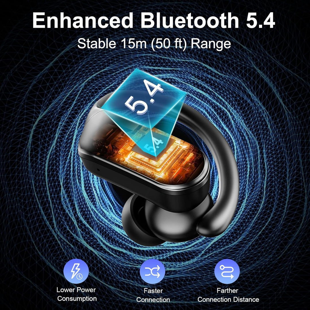 Ordtop Bluetooth 5.4 Kopfhörer Sport, 70H In Ear Kopfhörer Bluetooth mit 4 Noise Cancelling Mics, 20