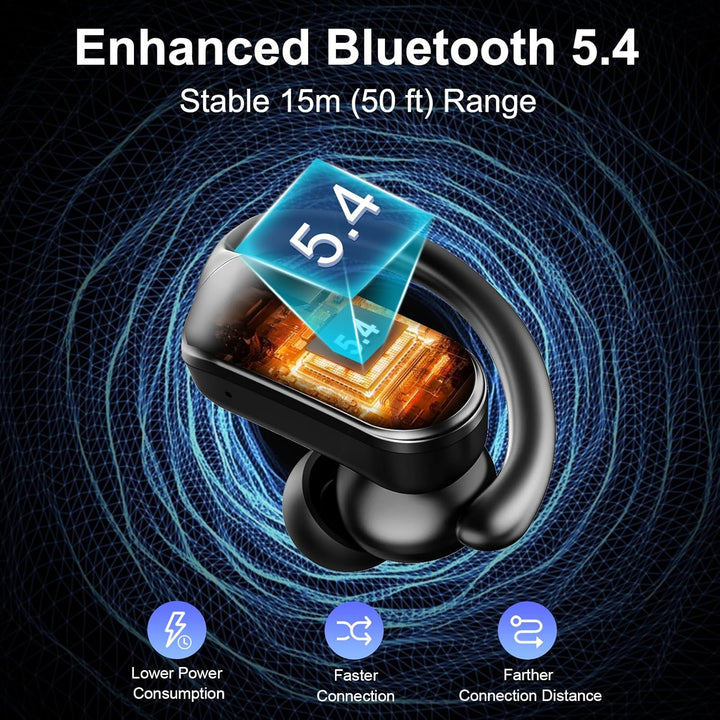 Ordtop Bluetooth 5.4 Kopfhörer Sport, 70H In Ear Kopfhörer Bluetooth mit 4 Noise Cancelling Mics, 20