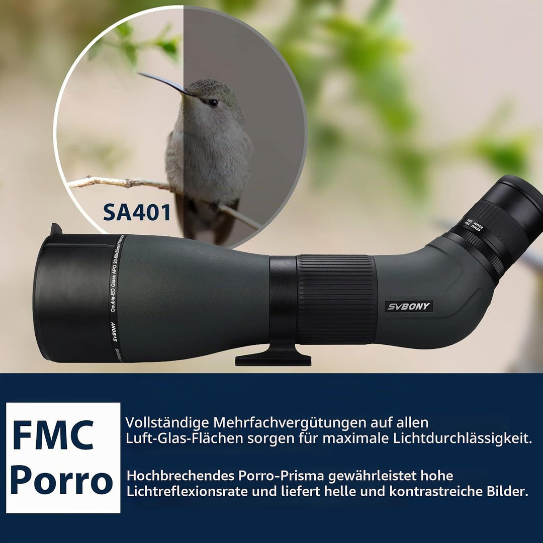 Svbony SA401 APO Spektiv, 20-60x85mm, Doppel-ED-Glas FMC, Präziser Fokus, Wasserdichtes Abgewinkelte