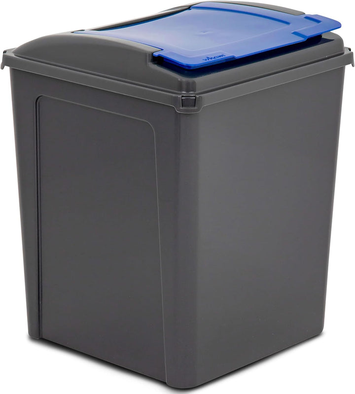 50 Liter Mülltonne Schwarz-Blau, Mülleimer Küche, Mülltrennsystem, Abfalleimer Küche, Mülleimer 50l,