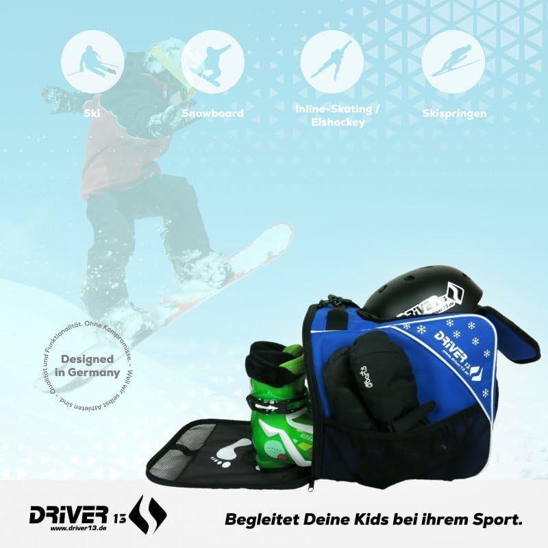 Driver13 Kinder Skistiefeltasche, Designed in Deutschland und seit vielen Jahren bewährt Blau, Blau