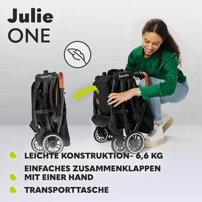 LIONELO Julie One Buggy Kinderwagen bis 22 kg, verstellbare Rückenlehne und Fussstütze, Moskitonetz,