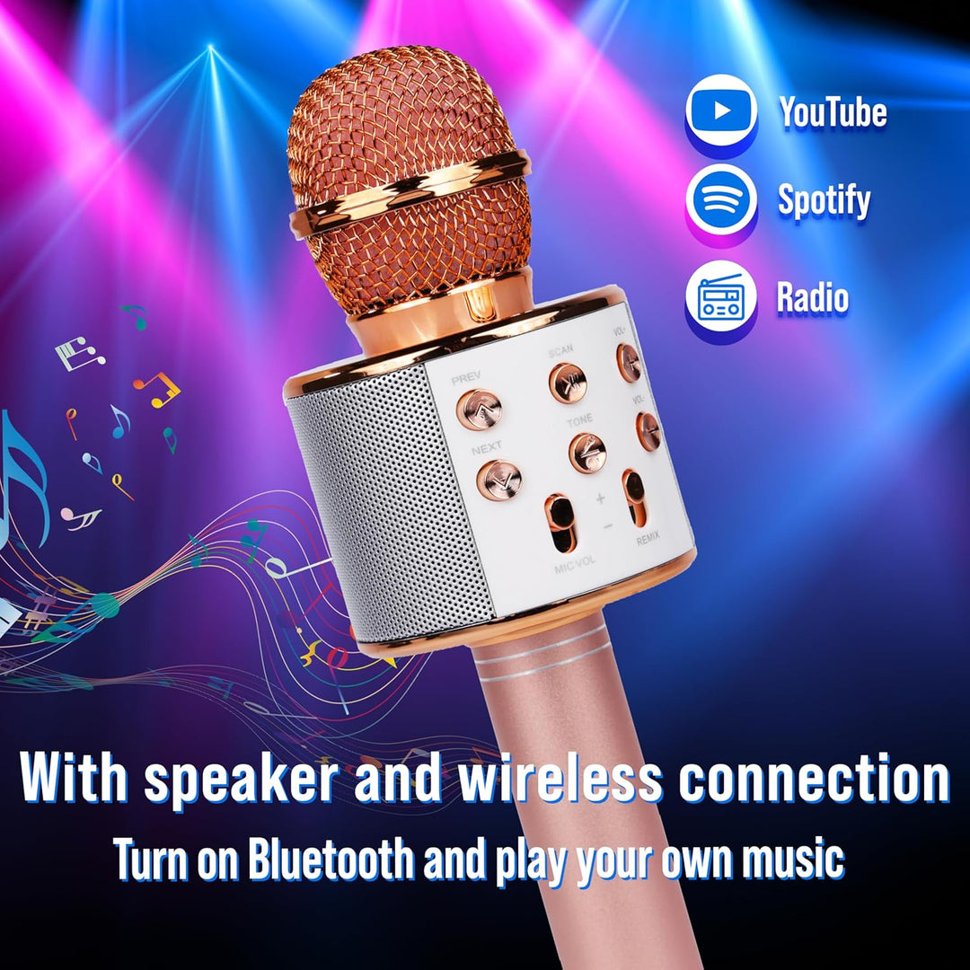 Silvergear® Karaoke Mikrofon Kabellos | Bluetooth Lautsprecher | Aufnahmefunktion & Selfie-Modus | 1